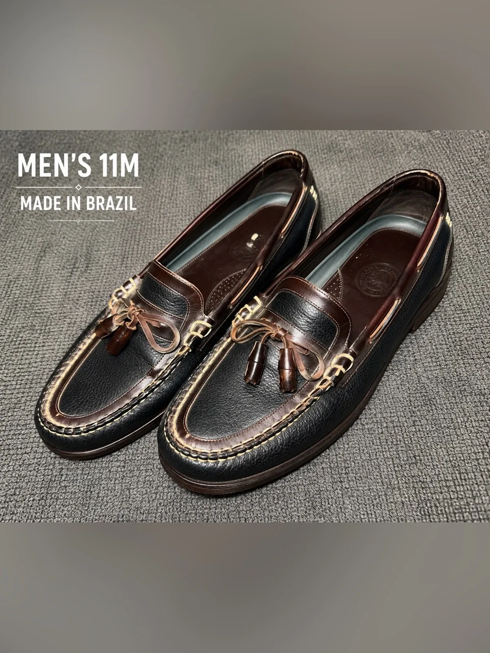 H.S. Trask Vintage Leather Tassel Loafers Men’s 11M Black Brown Handsewn
